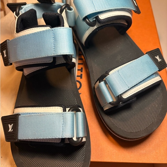 Louis Vuitton Light Blue and Black Sandals - Picture 1 of 2